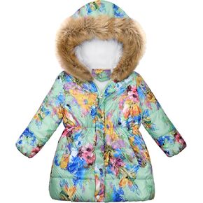 Girls Winter Coats Hooded Jackets Zipper Parka Warm Outwear for 4-12T in Saudi Arabia