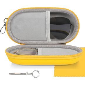 Double Glasses Case,Dual Eyeglasses & Sunglasses Organizer with Clip Zipper Closure for Travel 2 Pairs Storage Box in Kuwait