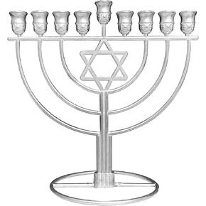 Ner Mitzvah Hanukkah Menorah with Jewish Star - Fits All Standard Chanukah Candles - Sleek Wireframe Silver Chanukah Menorah Modern Davids Star Design - 7" High in Saudi Arabia