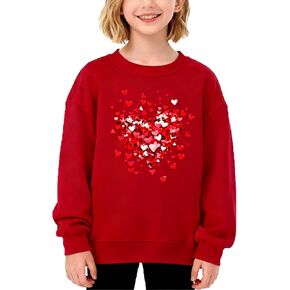 Girls Valentines Sweatshirts Teen Boys Valentine Outfit Cute Heart Pullover Tops Long Sleeve Crewneck Sweater in Kuwait
