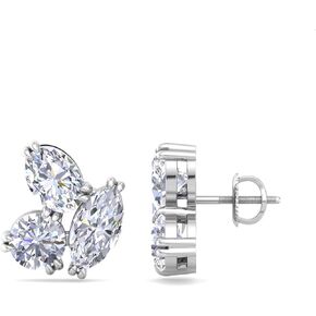 Martha Stewart 3 Carat Lab Grown Diamond Cluster Stud Earrings, Marquise, Round, Oval Shapes in 14K Gold in Saudi Arabia