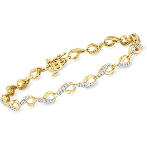 Ross-Simons 0.72 ct. t.w. Diamond Loop-Style Link Bracelet in 18kt Gold Over Sterling. 7 inches in Saudi Arabia