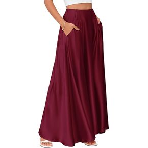 MAKABO Maxi Satin Skirts for Womens High Waisted Flowy Long A line Skirt Trendy for Office Holiday Party in Saudi Arabia
