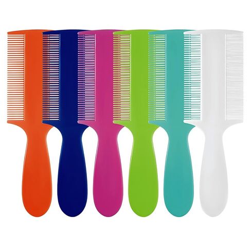 Plastic Double Sided Fine Tooth Lice Comb with Handle, Dandruff,Lice,Pet Flea Comb for Babies Adults Pets Dogs Cats etc(6 Colors) in Saudi Arabia