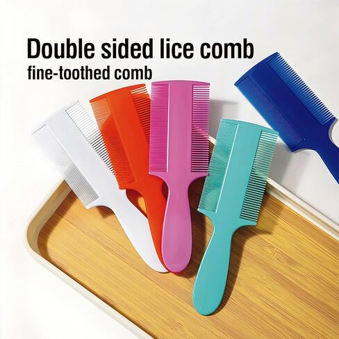 Plastic Double Sided Fine Tooth Lice Comb with Handle, Dandruff,Lice,Pet Flea Comb for Babies Adults Pets Dogs Cats etc(6 Colors) in Saudi Arabia