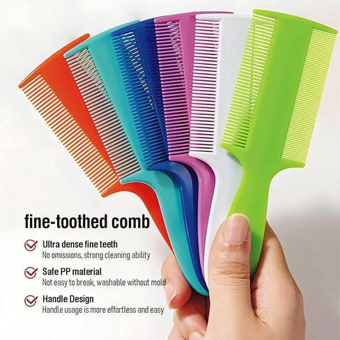 Plastic Double Sided Fine Tooth Lice Comb with Handle, Dandruff,Lice,Pet Flea Comb for Babies Adults Pets Dogs Cats etc(6 Colors) in Saudi Arabia
