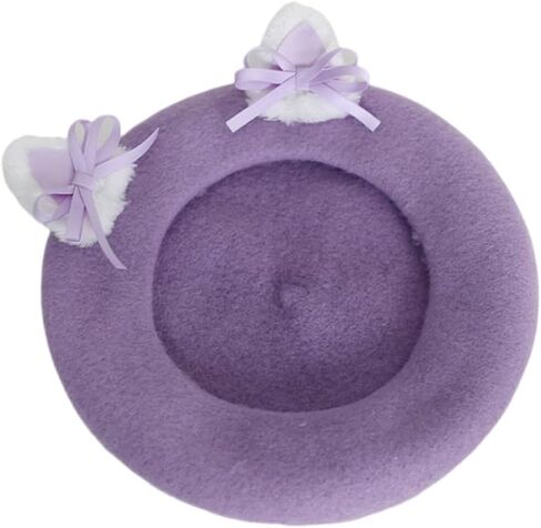 Wool Beret Hat Women Cute Cat Ears Beret Cap with Bows Decoration French Cap for Ladies Girls Gifts in Saudi Arabia