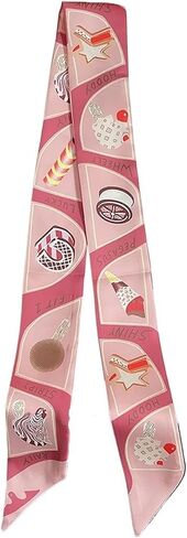 5-Piece 90cm Ice Cream Print Scarf Set – Girls Hair Ribbon, Bag Tie & Headband, Lightweight Fabric Streamer in Saudi Arabia