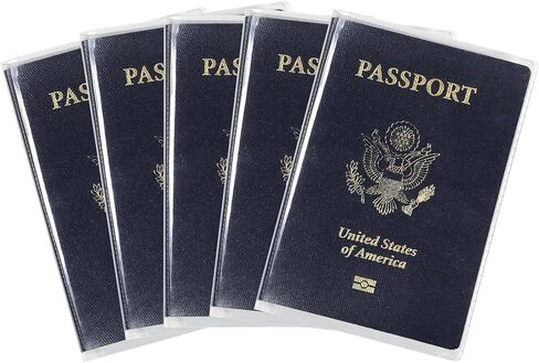 Waterproof Clear Passport Cover Plastic Passport Protector, Travel Essentials unisex-adult, with Vinyl ID Card Protector Case Holder for Travel, Pack of 5, Clear in Saudi Arabia