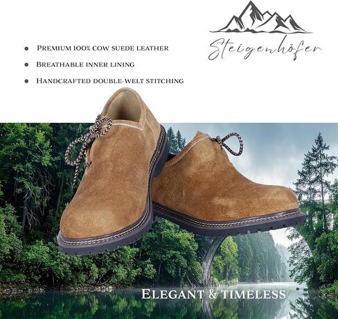Bavarian Mens Shoes - Traditional Design - Genuine Leather Shoes for Lederhosen in Saudi Arabia