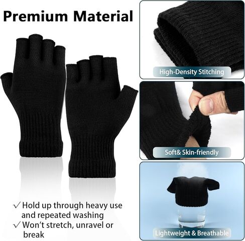 BEVTEE 4 Pairs Fingerless Gloves for Women Men, Winter Knitted Half Finger Gloves, Fit for Working, Typing, Writing, Running in Saudi Arabia