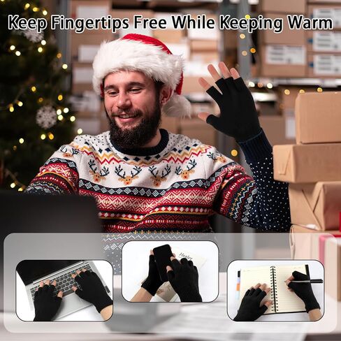 BEVTEE 4 Pairs Fingerless Gloves for Women Men, Winter Knitted Half Finger Gloves, Fit for Working, Typing, Writing, Running in Saudi Arabia
