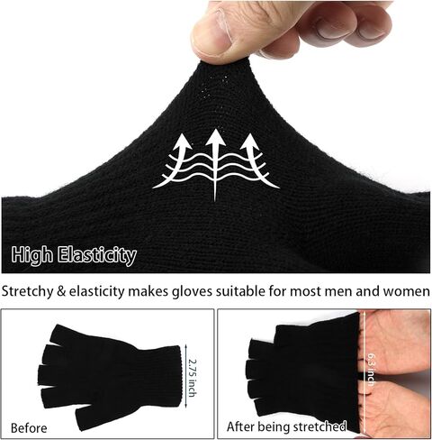 BEVTEE 4 Pairs Fingerless Gloves for Women Men, Winter Knitted Half Finger Gloves, Fit for Working, Typing, Writing, Running in Saudi Arabia