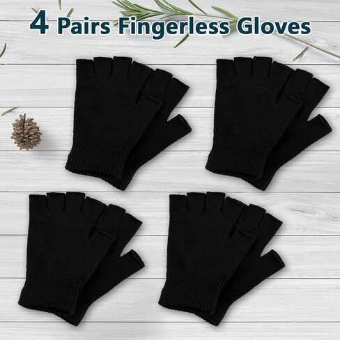 BEVTEE 4 Pairs Fingerless Gloves for Women Men, Winter Knitted Half Finger Gloves, Fit for Working, Typing, Writing, Running in Saudi Arabia