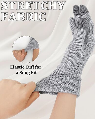 2 Pairs Winter Gloves for Women Cold Weather, Touch Screen Thermal Warm Fleece Lined Knit Gloves for Christmas Gifts in Saudi Arabia