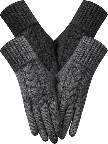 2 Pairs Winter Gloves for Women Cold Weather, Touch Screen Thermal Warm Fleece Lined Knit Gloves for Christmas Gifts in Saudi Arabia