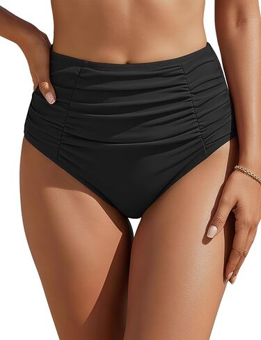 Blooming Jelly Womens High Waisted Bikini Bottoms Tummy Control Swim Bottom Ruched Full Coverage Retro Swimwear in Saudi Arabia