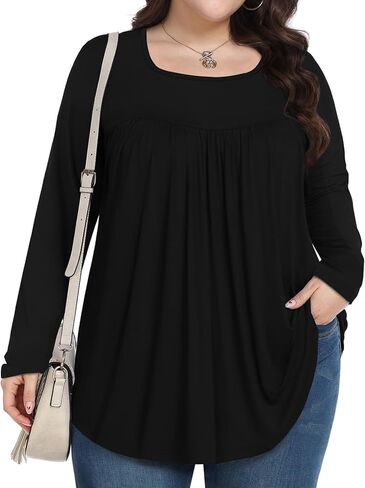 Womens Plus Size Tops Long Sleeve Shirts Fall Tunic Loose Fit Blouses with Leggings 1X-5X in Saudi Arabia
