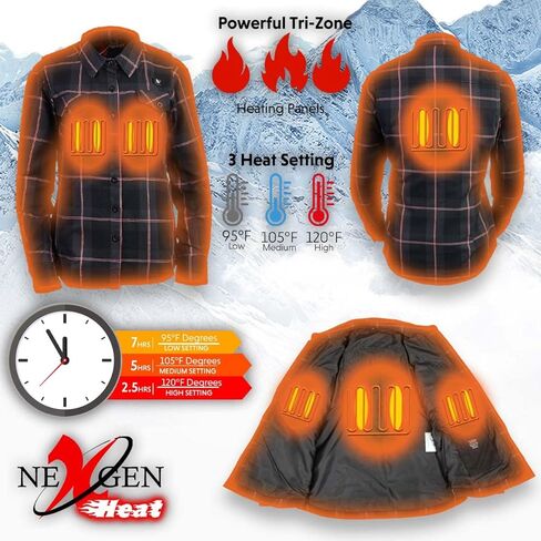 قميص Nexgen Heat النسائي NXL2602SET Bonnie باللون الأسود/الرمادي بأكمام من الفلانيل الدافئ للأنشطة الخارجية in Saudi Arabia