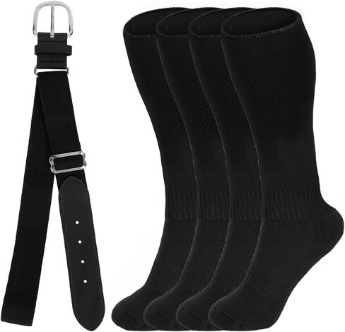 Baseball Socks and Belt Combo Set 2 Pairs Elastic Softball Socks and 1 Adjustable Belt for Youth and Adult in Saudi Arabia
