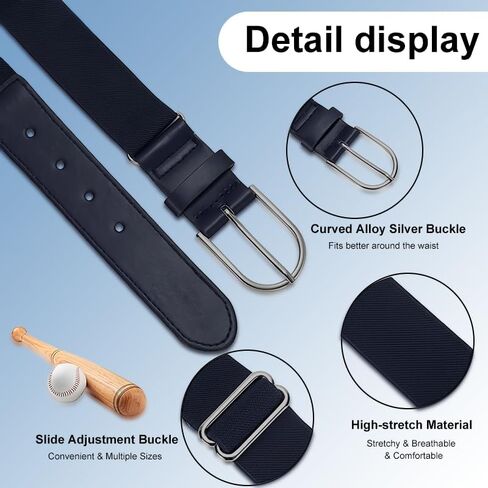 Baseball Softball Belt for Adult, Elastic Strap Sports Waist Belt with Adjustable Buckle and 4 Hole, Black in Saudi Arabia