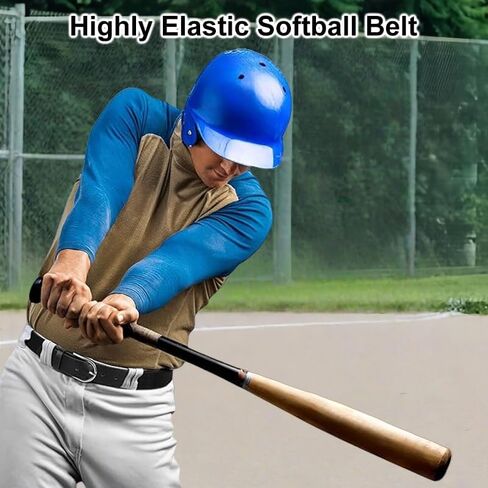 Baseball Softball Belt for Adult, Elastic Strap Sports Waist Belt with Adjustable Buckle and 4 Hole, Black in Saudi Arabia