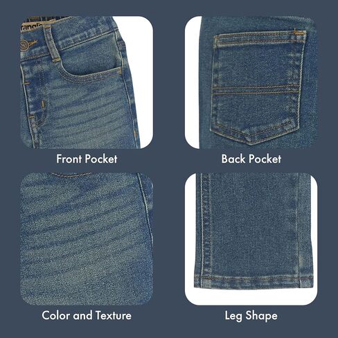 بنطلون جينز للأطفال الصغار من Wrangler Authentics - قطعتان من القماش سهل الارتداء مع قماش ناعم وقابل للتمدد - حزام خصر قابل للتعديل، مقاس كلاسيكي، متين in Saudi Arabia
