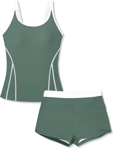 DONWEN Girl Swimsuits Tankini with Shorts Two Piece Bathing Suits Adjustable Straps Tummy Control Swimwear in Saudi Arabia