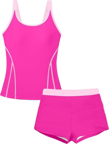 DONWEN Girl Swimsuits Tankini with Shorts Two Piece Bathing Suits Adjustable Straps Tummy Control Swimwear in Saudi Arabia