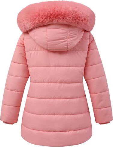 Girls' Down Coat with Removable Hood,Kid's Waterproof Winter Jacket Snow Outwear Parka Fleece Insulated in Saudi Arabia