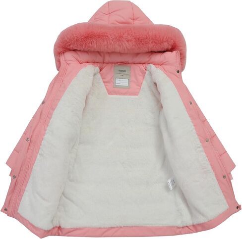 Girls' Down Coat with Removable Hood,Kid's Waterproof Winter Jacket Snow Outwear Parka Fleece Insulated in Saudi Arabia