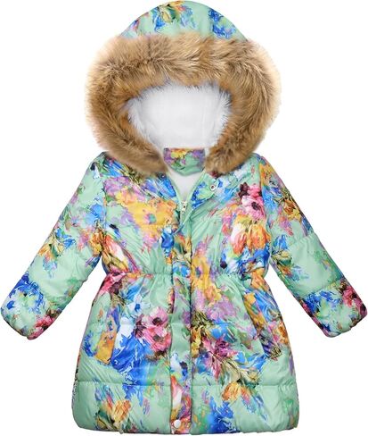 Girls Winter Coats Hooded Jackets Zipper Parka Warm Outwear for 4-12T in Saudi Arabia