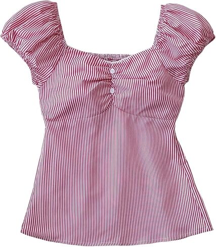 قميص بيبي دول من GORGLITTER للفتيات مصنوع من القماش القطني بأكمام قصيرة ورقبة على شكل قلب مكشكش لطيف in Kuwait