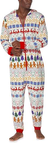 Bed Head PJs Mens & Womens Holiday Print Onesie Pajamas - Organic Cotton Loungewear - Hooded Long Sleeve Adult Onesies in Saudi Arabia