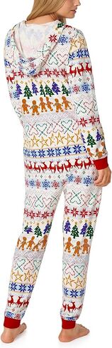 Bed Head PJs Mens & Womens Holiday Print Onesie Pajamas - Organic Cotton Loungewear - Hooded Long Sleeve Adult Onesies in Saudi Arabia