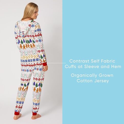 Bed Head PJs Mens & Womens Holiday Print Onesie Pajamas - Organic Cotton Loungewear - Hooded Long Sleeve Adult Onesies in Saudi Arabia
