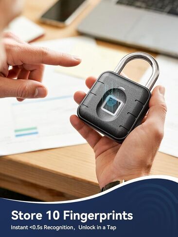 قفل بصمة الإصبع من NexusLab، قفل الخزانة، قفل الصالة الرياضية: IP67 مقاوم للماء، 20 بصمة إصبع، تكبل من الفولاذ المقاوم للصدأ للسفر، خزانة الصالة الرياضية والبوابات الخارجية (تعمل بالبطارية) in Kuwait