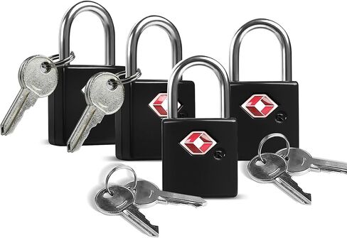 Luggage Locks TSA Approved 4 Pack, TSA Locks for Luggage International Travel Essentials, Small Padlock with Key, Keyed Alike Mini Padlock for Suitcase, Backpack, Bag, Zipper, Case, Box in Saudi Arabia