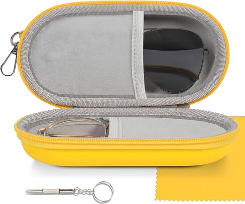 Double Glasses Case,Dual Eyeglasses & Sunglasses Organizer with Clip Zipper Closure for Travel 2 Pairs Storage Box in Kuwait