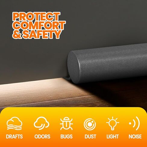 Adjustable Door Draft Stopper for Bottom of Door - Windproof, Light Blocking, Under Door Seal Blocker for Indoor/Outdoor, Machine Washable, Fits Door Gaps up to 1.75 Inches in Saudi Arabia