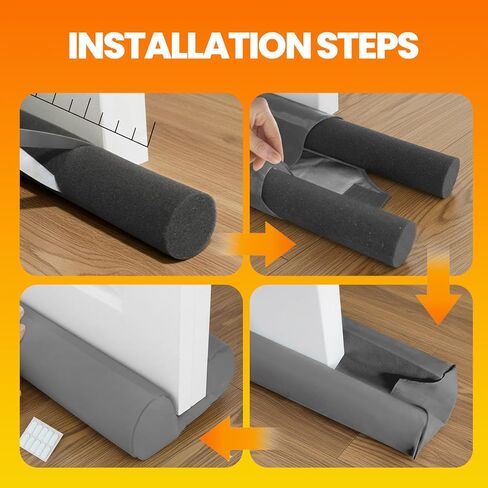 Adjustable Door Draft Stopper for Bottom of Door - Windproof, Light Blocking, Under Door Seal Blocker for Indoor/Outdoor, Machine Washable, Fits Door Gaps up to 1.75 Inches in Saudi Arabia