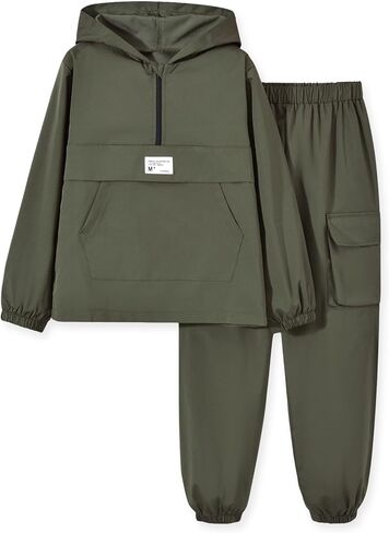 fioukiay Boys Half-Zipper Athletic Sweatsuits Jogger Set 2-Piece Long Sleeve Hoodie And Pants Outfit Fall Winter 8-12 Years in Saudi Arabia