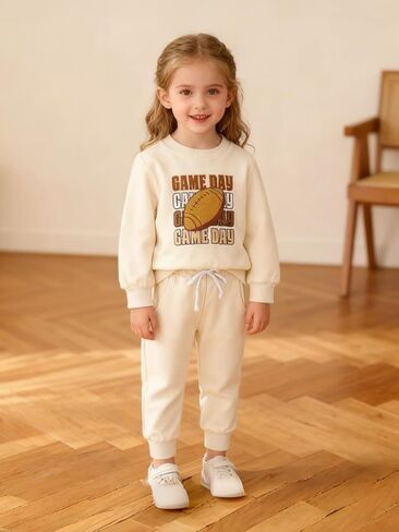 Sweatshirt Kid Set Athletic Pullover with Pants Casual Cute Outfit Spring Fall Daily Wear in Saudi Arabia