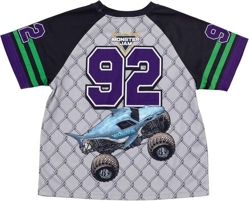 Monster Jam Athletic Mesh Baseball Jersey T-Shirt and Shorts Outfit Set Toddler to Big Kid Grave Digger Megalodon Digatron in Saudi Arabia
