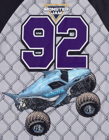 Monster Jam Athletic Mesh Baseball Jersey T-Shirt and Shorts Outfit Set Toddler to Big Kid Grave Digger Megalodon Digatron in Saudi Arabia