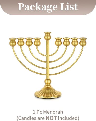 Sziqiqi Menorah 9 Branch for Hanukkah: Gold Menorah Candle Holder for Chanukah 10" Tall - Large Menora for Hannukah Table Centerpiece in Saudi Arabia