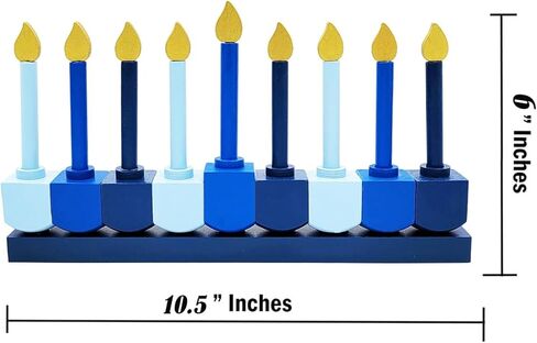 شركة Dreidel Hanukkah Menorah الخشبية للأطفال، تصميم Dreidel مع شموع قابلة للإزالة in Kuwait