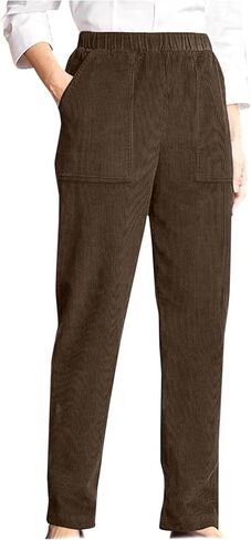 Womens Corduroy Pants Vintage Elastic High Waist Straight Leg Slacks Comfy Casual Trousers with Pocket in Saudi Arabia