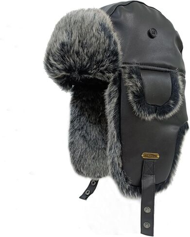قبعة الصياد الجلدية الشتوية مع اللوحات الأذن فو الفراء الروسية Ushanka الطيار قبعة دافئة الصيد قبعات التزلج للرجال والنساء in Kuwait
