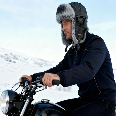 قبعة الصياد الجلدية الشتوية مع اللوحات الأذن فو الفراء الروسية Ushanka الطيار قبعة دافئة الصيد قبعات التزلج للرجال والنساء in Kuwait